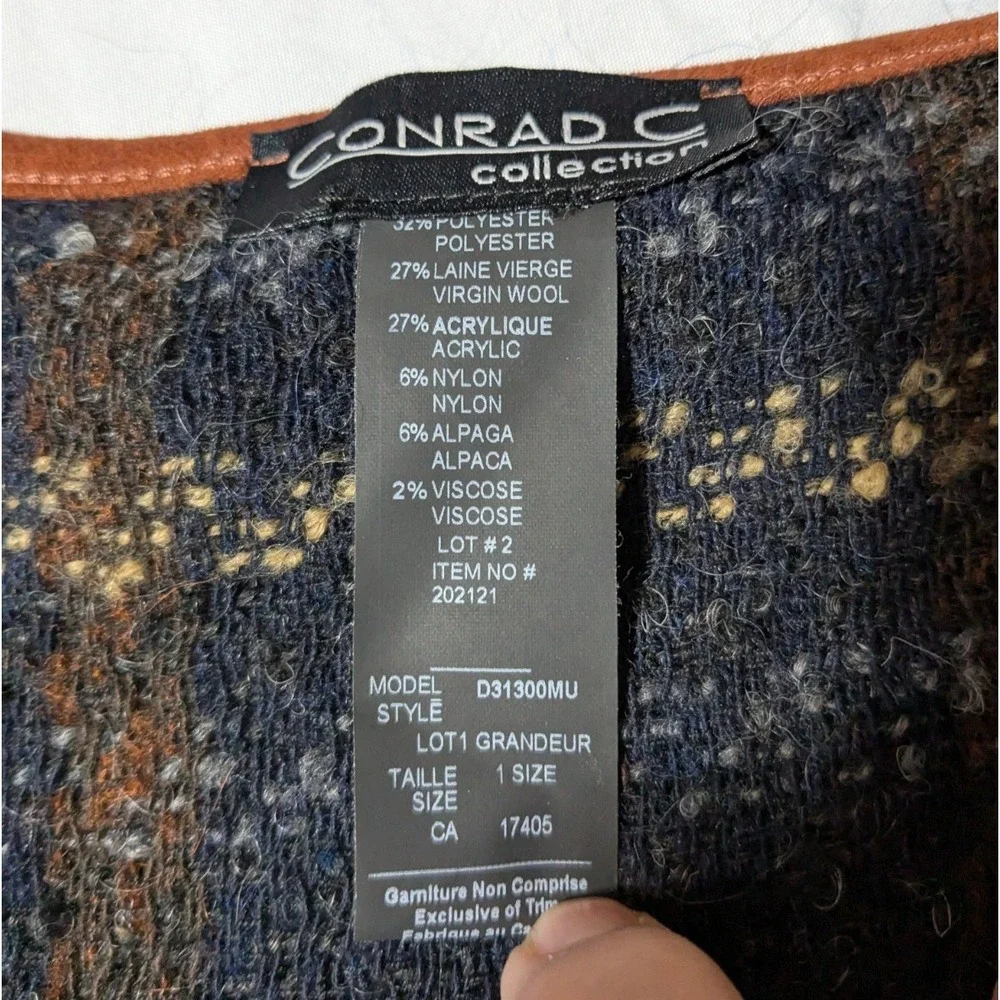 CONRAD C COLLECTION Women‎ One Size Brown Plaid ALPACA WOOL Blend Wrap NEW